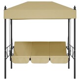 vidaXL Schommelbank met Luifel & Bedfunctie - Staal Zandkleurig - 40% Korting!