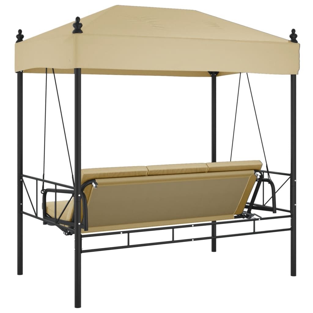 vidaXL Schommelbank met Luifel & Bedfunctie - Staal Zandkleurig - 40% Korting!