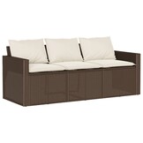 vidaXL 3-Zits Tuinbank Poly Rattan Bruin met Kussens | 40% Korting!