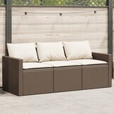 vidaXL 3-Zits Tuinbank Poly Rattan Bruin met Kussens | 40% Korting!