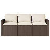 vidaXL 3-Zits Tuinbank Poly Rattan Bruin met Kussens | 40% Korting!
