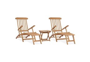 VidaXL Massief Teakhouten Ligstoel met Tafel & Voetensteun - 66% Korting!
