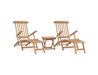 VidaXL Massief Teakhouten Ligstoel met Tafel & Voetensteun - 66% Korting!
