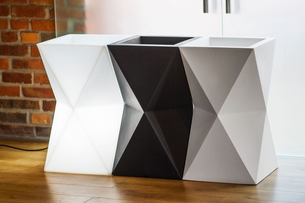 Bloempot VALENCIA 32x25x70cm Wit met LED - 56% Korting!