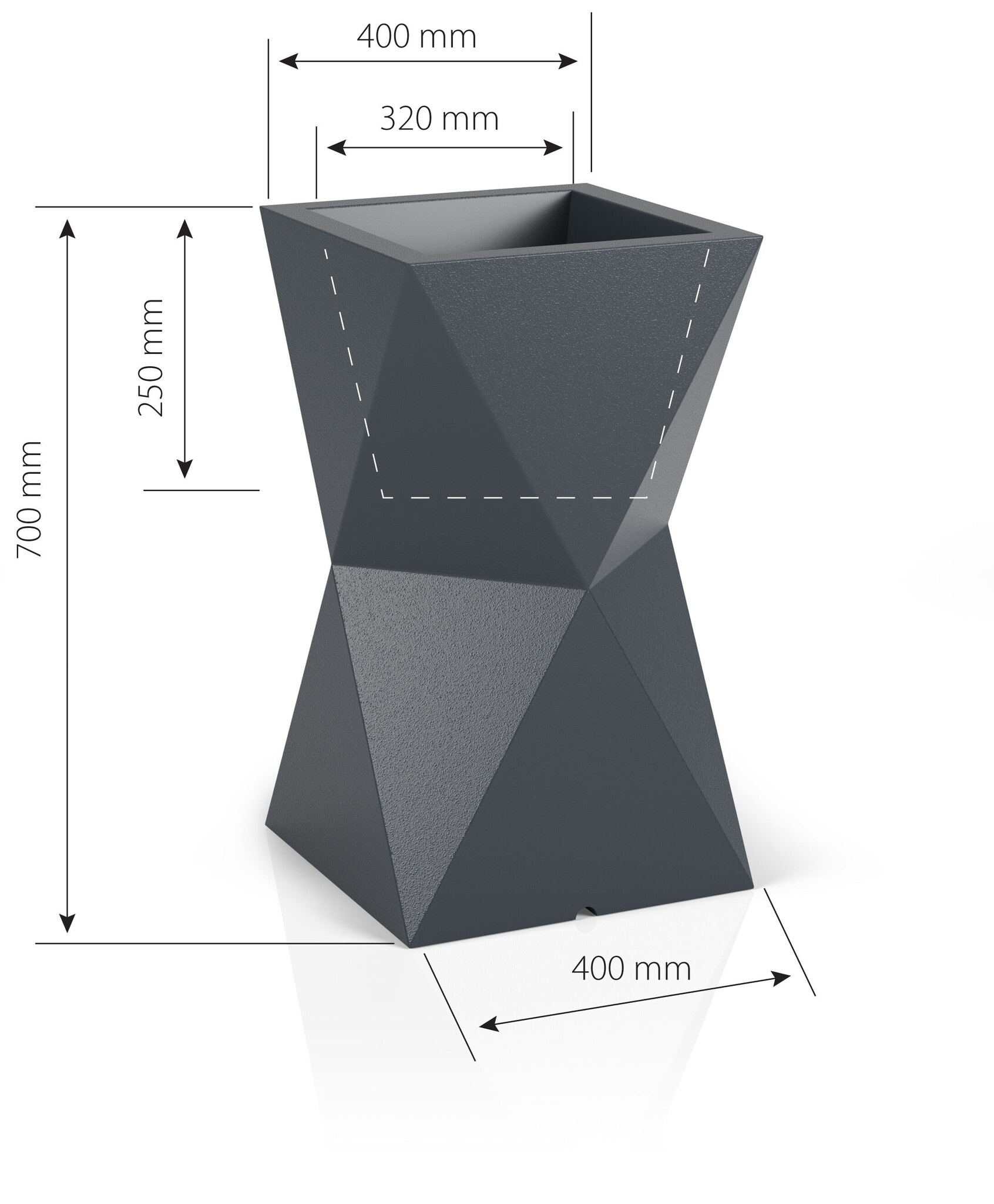 Bloempot VALENCIA 32x25x70cm Wit met LED - 56% Korting!
