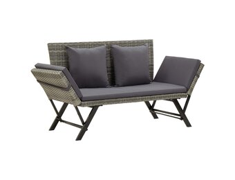 vidaXL Tuinbank met Kussens (176cm) Poly Rattan Grijs - 74% Korting!