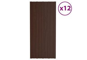 vidaXL Dakpanelen 12 st 100x45 cm gegalvaniseerd staal bruin