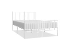 vidaXL Bedframe met hoofd- en voeteneinde metaal wit 135x190 cm