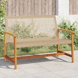 vidaXL Tuinbank 112cm Poly Rattan & Acaciahout Beige - Nu 64% Korting!