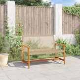vidaXL Tuinbank 112cm Poly Rattan & Acaciahout Beige - Nu 64% Korting!