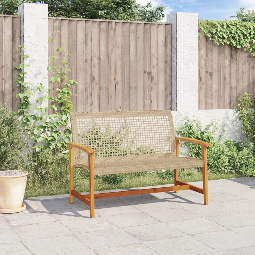 vidaXL Tuinbank 112cm Poly Rattan & Acaciahout Beige - Nu 64% Korting!