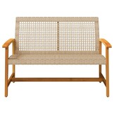 vidaXL Tuinbank 112cm Poly Rattan & Acaciahout Beige - Nu 64% Korting!
