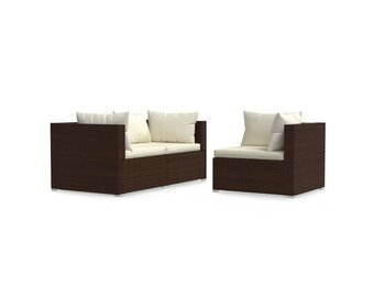 VidaXL Loungeset Poly Rattan Bruin - 60% Korting!