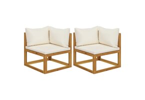 VidaXL Hoekbanken Massief Acaciahout (2 st.) - Crème Kussens | -55%