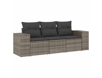 VidaXL Tuinbank 2-zits Poly Rattan Grijs + Kussens | 55% Korting!