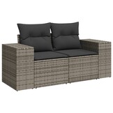 VidaXL Tuinbank 2-zits Poly Rattan Grijs + Kussens | 55% Korting!