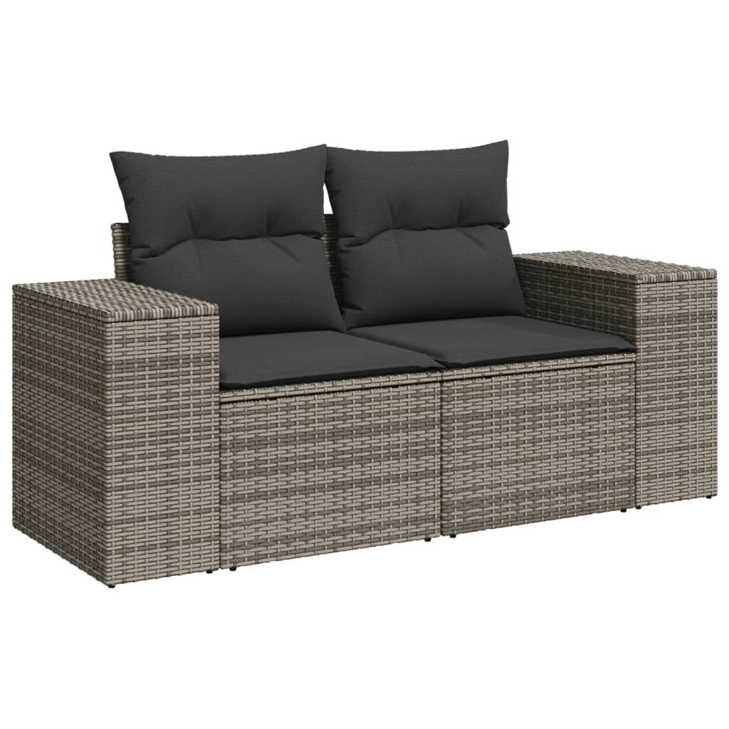 VidaXL Tuinbank 2-zits Poly Rattan Grijs + Kussens | 55% Korting!