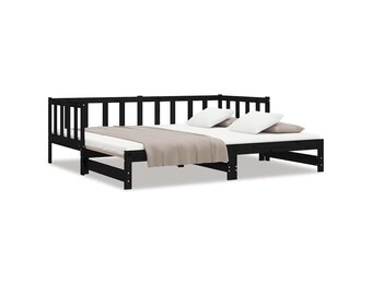 VidaXL Slaapbank Grenenhout Zwart - 40% Korting! Logeerbed 90x200cm