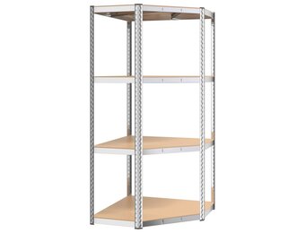 vidaXL Hoekrek 4-laags Staal & Hout - 55% Korting! Slechts 1 Op Voorraad!