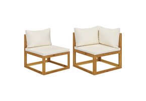 vidaXL 2-delig Bankstel Acaciahout met Crèmewitte Kussens - 40% Korting!