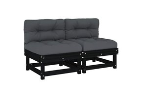 VidaXL Middenbanken (2 stuks) - Massief Grenenhout, Zwart | 35% Korting!