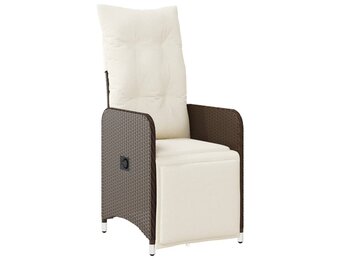 VidaXL Verstelbare Tuinstoel Poly Rattan Bruin met Kussens | 56% Korting