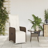 VidaXL Verstelbare Tuinstoel Poly Rattan Bruin met Kussens | 56% Korting
