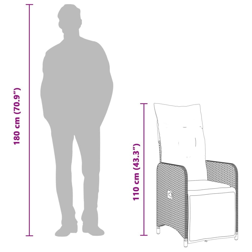VidaXL Verstelbare Tuinstoel Poly Rattan Bruin met Kussens | 56% Korting