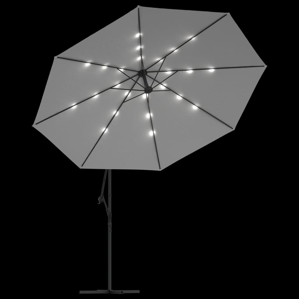VidaXL Zweefparasol Zandkleurig 350cm - 70% Korting! Met LED & Metaal