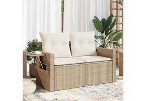 VidaXL Tuinbank 2-zits Poly Rattan Beige met Kussens | 51% Korting!
