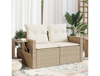 VidaXL Tuinbank 2-zits Poly Rattan Beige met Kussens | 51% Korting!