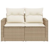 VidaXL Tuinbank 2-zits Poly Rattan Beige met Kussens | 51% Korting!