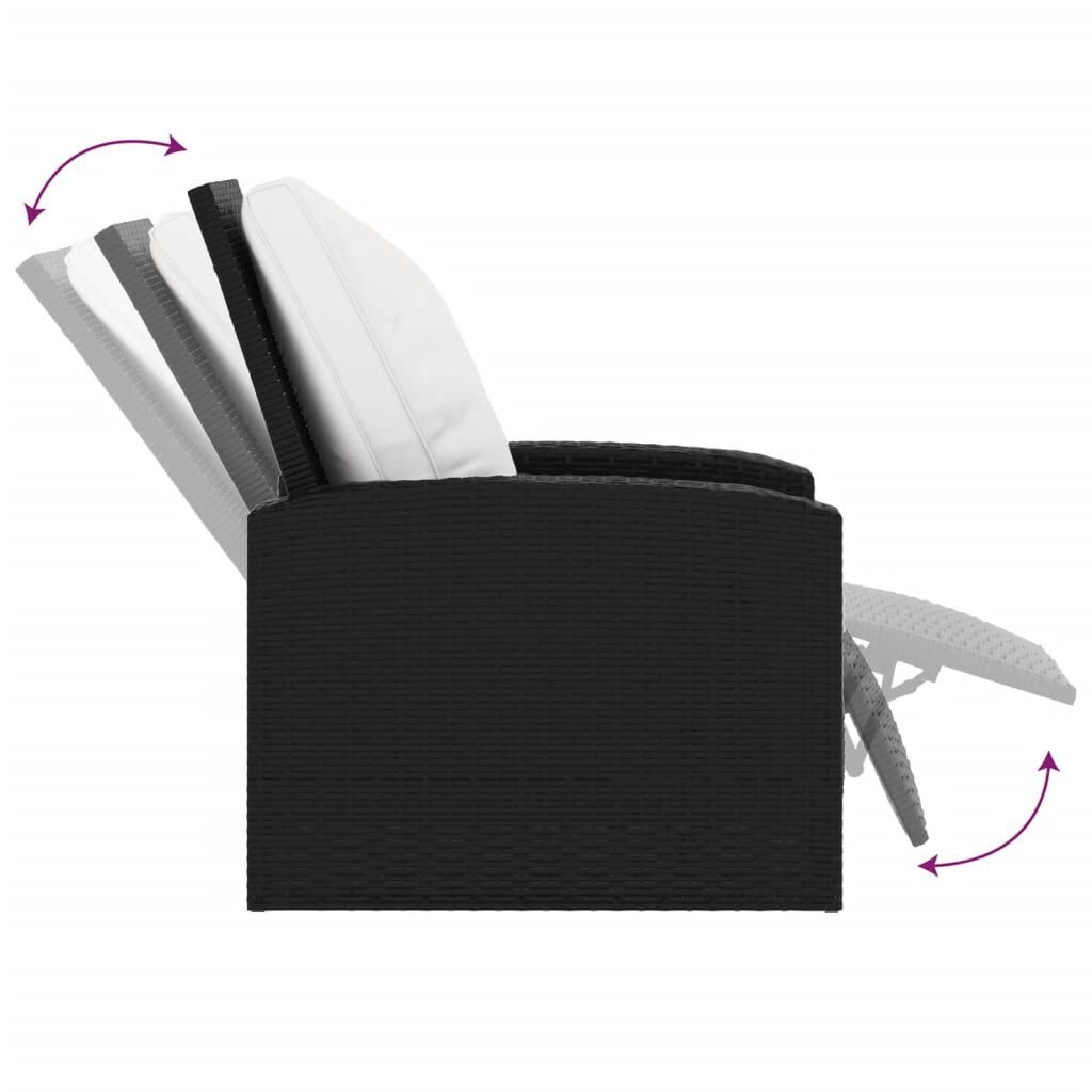 VidaXL Verstelbare Poly Rattan Tuinstoel met Kussens - Zwart | 46% Korting!