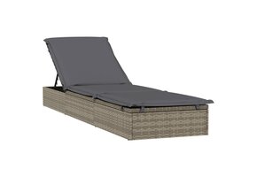 VidaXL Ligbed met Kussen - 56% Korting! Poly Rattan Grijs (201x55x62 cm)