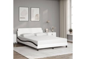 vidaXL Bedframe Kunstleer Zwart/Wit 120x200 cm - Nu 47% Korting!