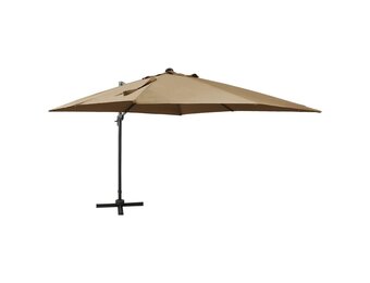 VidaXL Zweefparasol Taupe 300cm met LED - 67% Korting! Laatste Stuk!