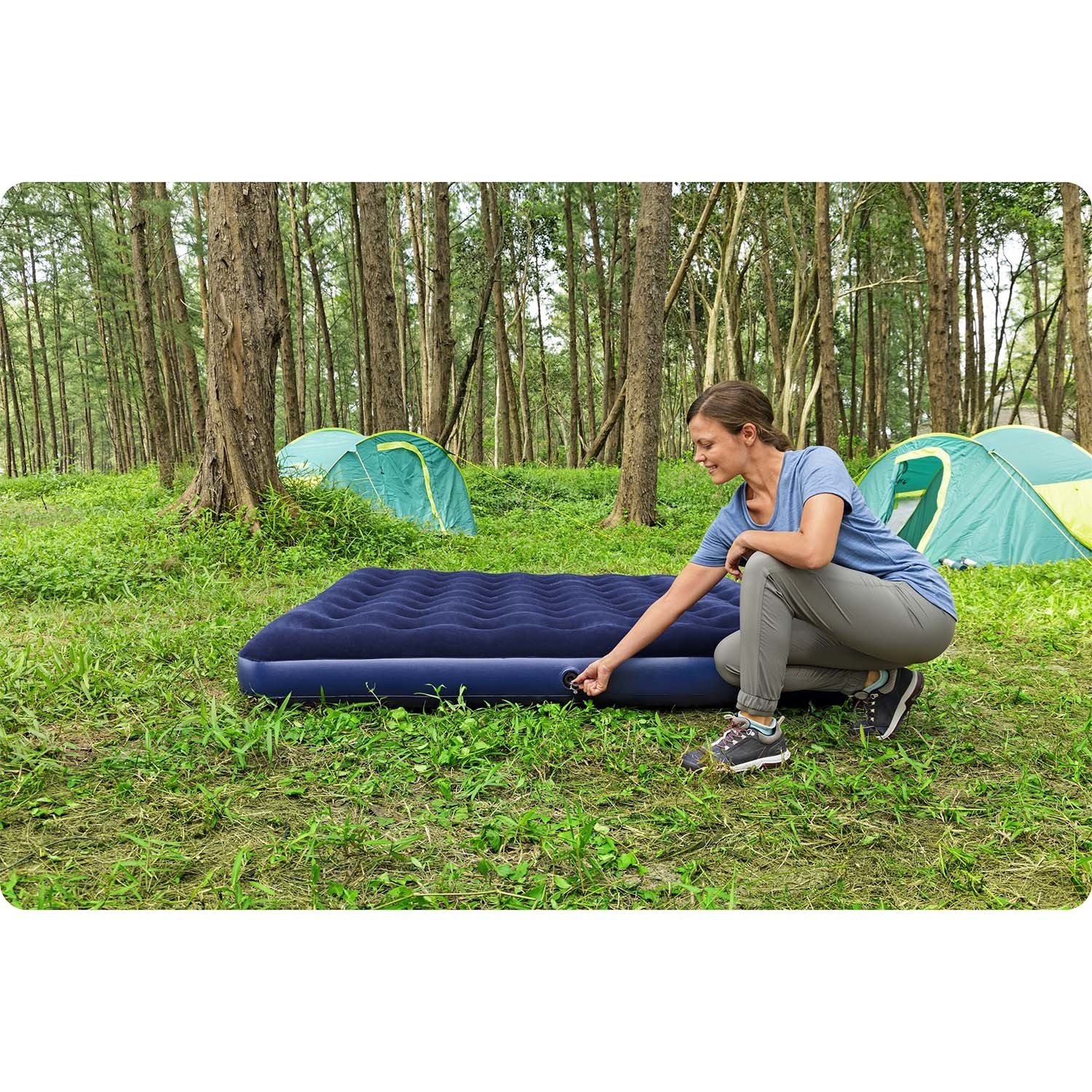 Bestway Luchtbed 2p - 203x183x22cm - Velours Blauw - 56% Korting!
