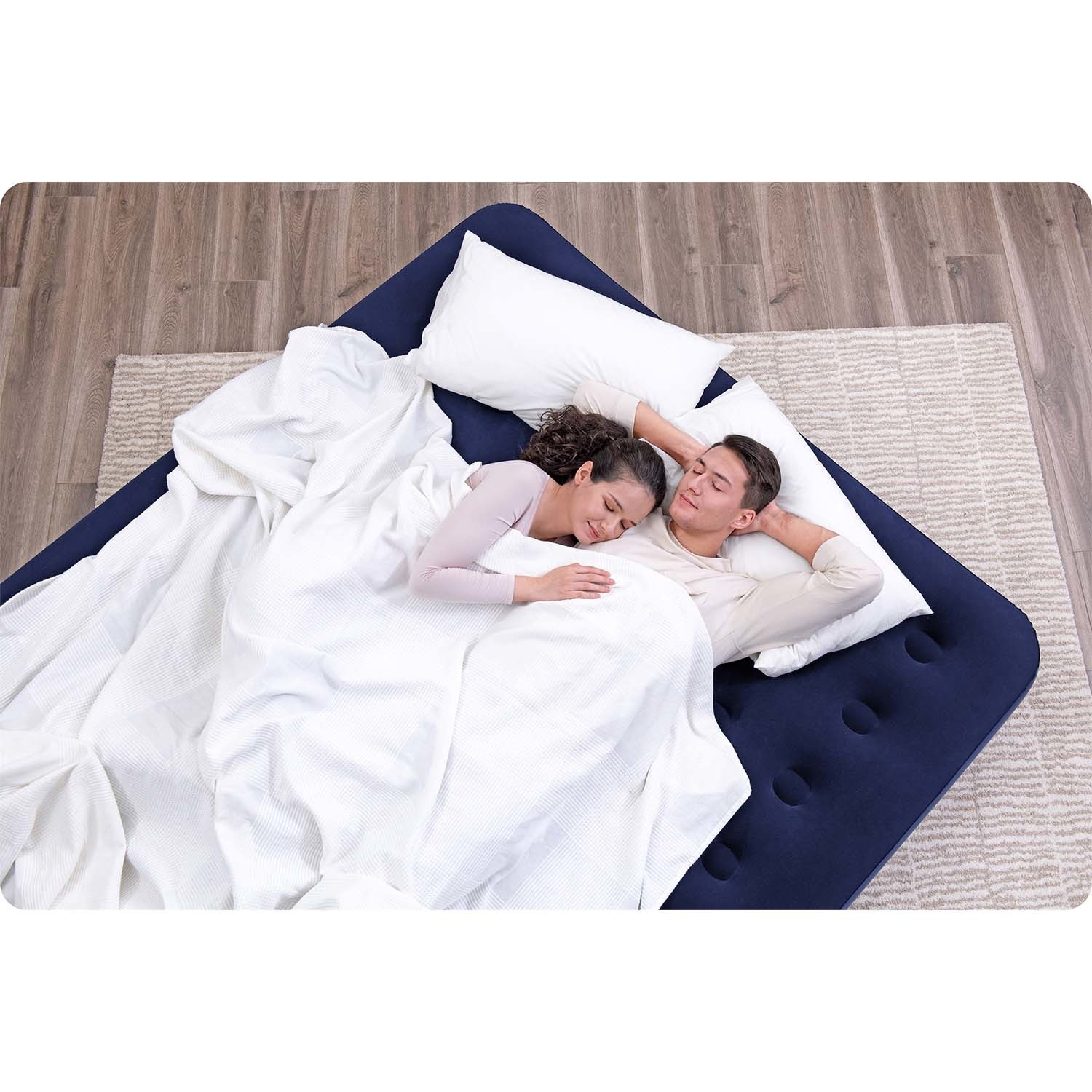 Bestway Luchtbed 2p - 203x183x22cm - Velours Blauw - 56% Korting!