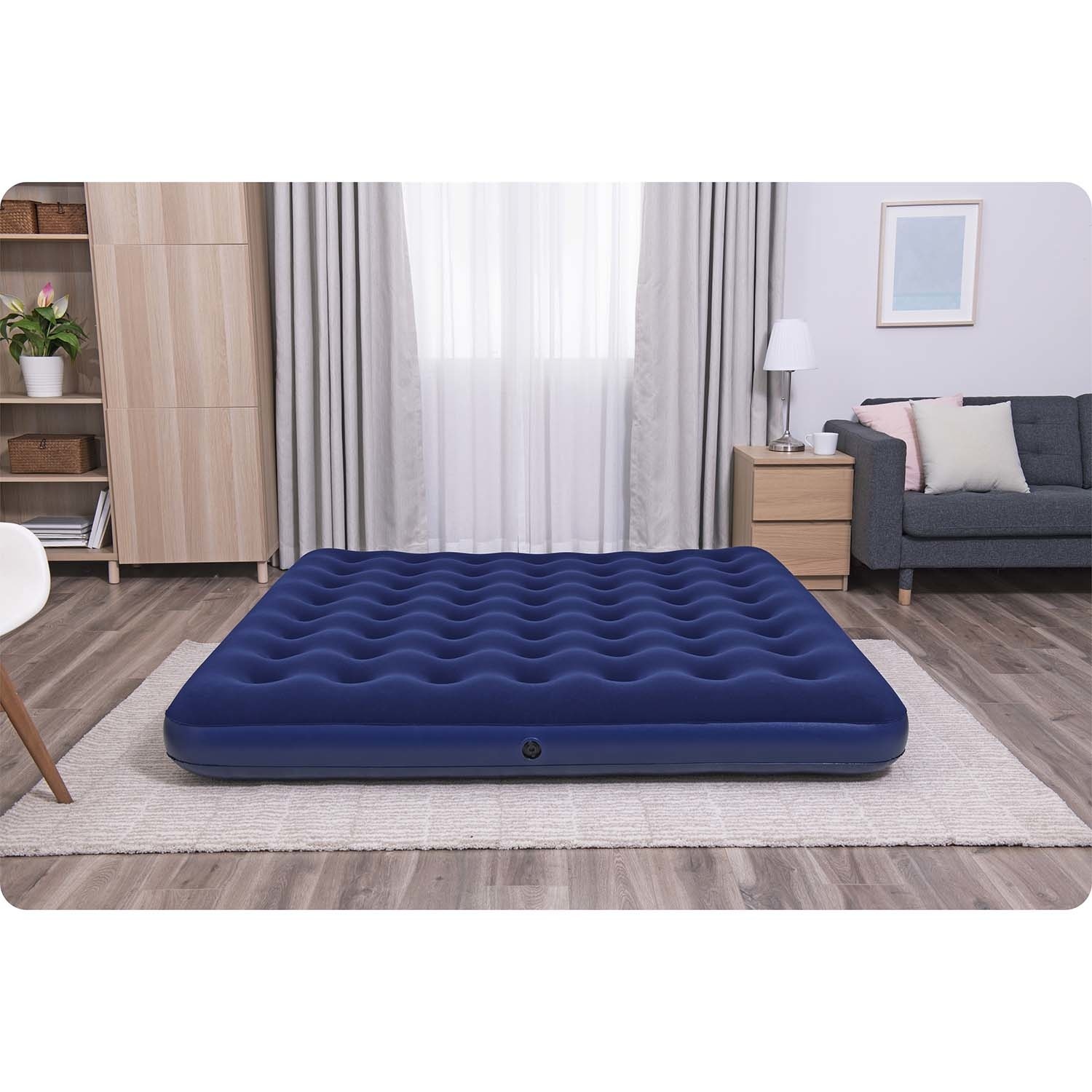 Bestway Luchtbed 2p - 203x183x22cm - Velours Blauw - 56% Korting!