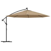 vidaXL Zweefparasol Taupe 350cm met LED - 56% Korting!