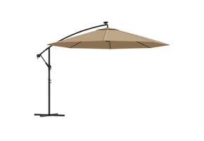 vidaXL Zweefparasol Taupe 350cm met LED - 56% Korting!