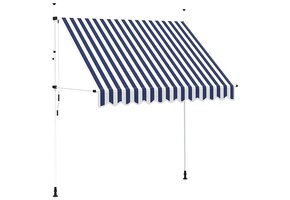 vidaXL Luifel uittrekbaar 250 cm blauw/wit - 51% KORTING! Unieke kans!