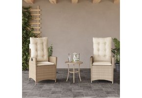 vidaXL Tuinstoelen 2 st. Beige Poly Rattan Verstelbaar met Kussens - 51% Korting!