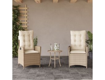 vidaXL Tuinstoelen 2 st. Beige Poly Rattan Verstelbaar met Kussens - 51% Korting!