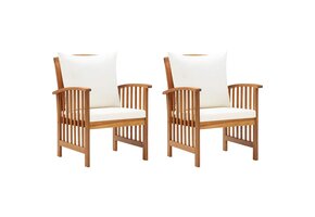 VidaXL Tuinstoelen 2 st. Massief Acaciahout + Kussens - 51% Korting!