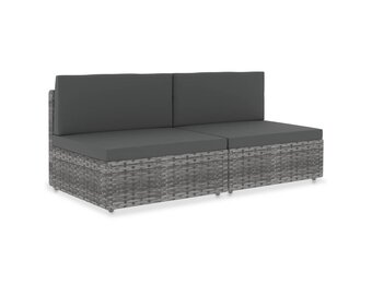 VidaXL Tweezitsbank Poly Rattan Grijs - 51% Korting! Geretourneerd