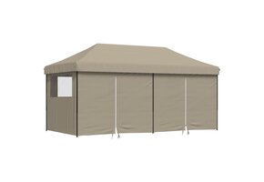 vidaXL Partytent Pop-up Taupe - 55% Korting! Zeer Ruim & Inclusief Zijwanden