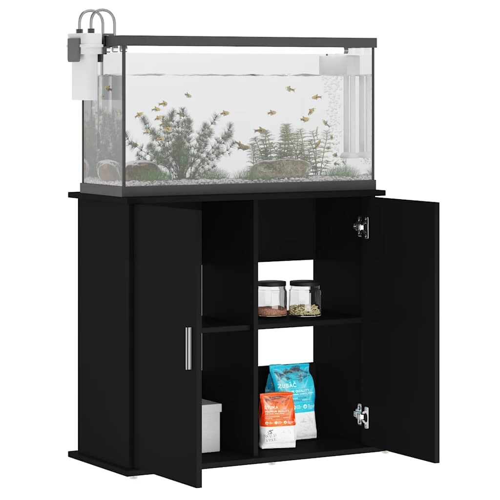 VidaXL Aquariumstandaard 81x36x73cm Bewerkt Hout Zwart - 55% Korting!