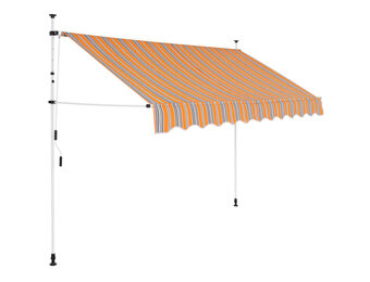 vidaXL Luifel Uittrekbaar 300cm Geel/Blauw Gestreept - 57% Korting!