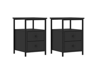 VidaXL Nachtkastjes Zwart Bewerkt Hout (2 stuks) - 40% Korting!